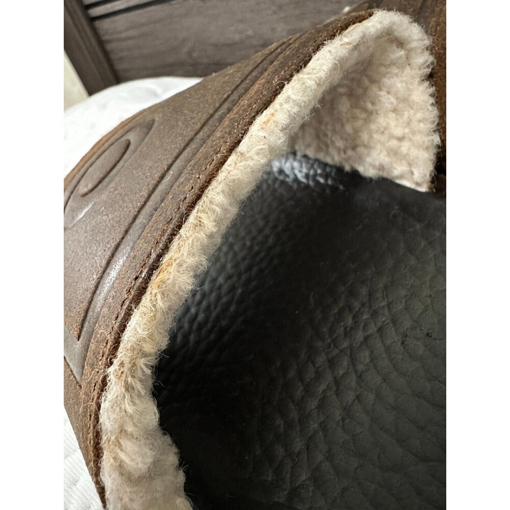 NWOB POLO RALPH LAUREN MEN'S SANDALS Suede Sherpa Lined Logo Slide SNUFF CAYSON - Picture 8 of 10